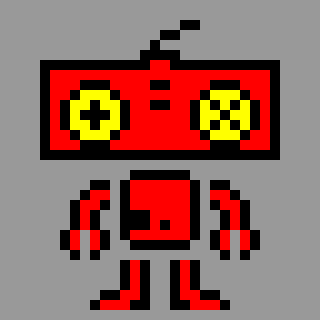 32x32 pixel design for a robot sprite.