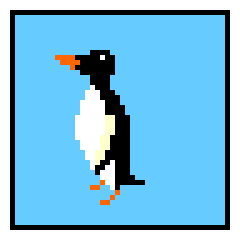 Penguin still image from Holiday PixelCard 2017.